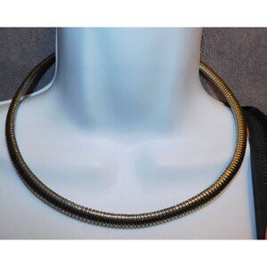 Modern Futuristic Springy Silver Tone Collar Necklace